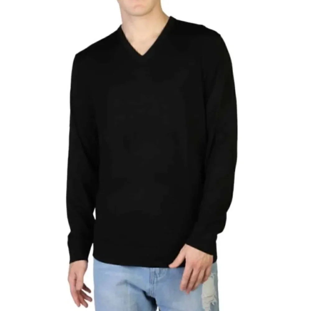 Brooks Brothers Black Extra Fine Merino Wool V-neck Pullover Sweater Size XL
